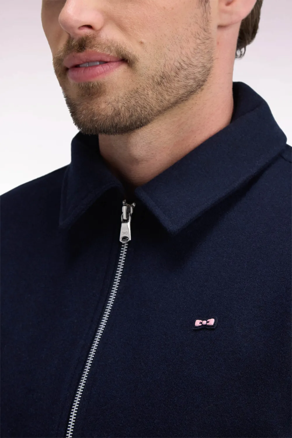 Eden Park blouson flanelle ouatinée marine coupe droite