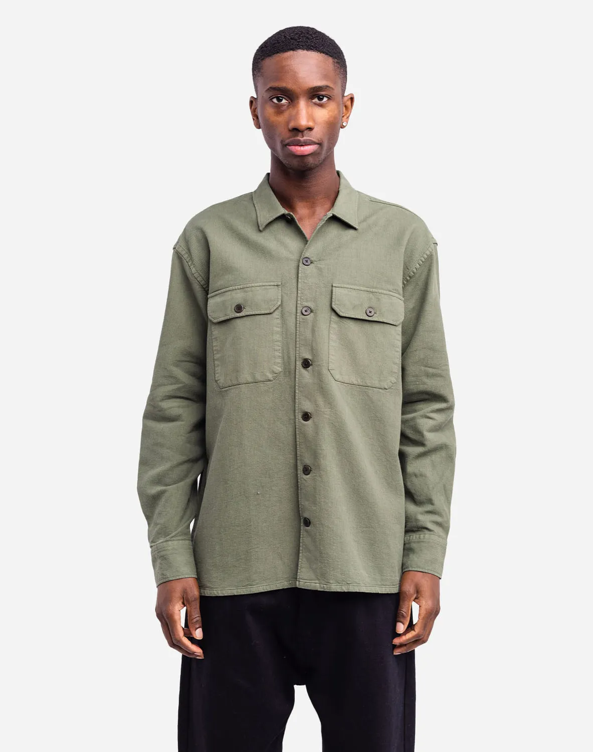 OLOW Décré Taza chemise olive coton texturé
