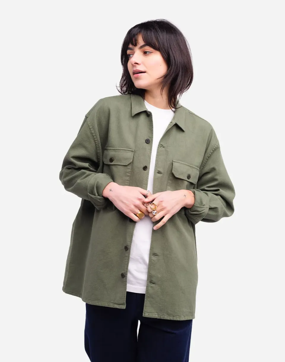 OLOW Décré Taza chemise olive coton texturé