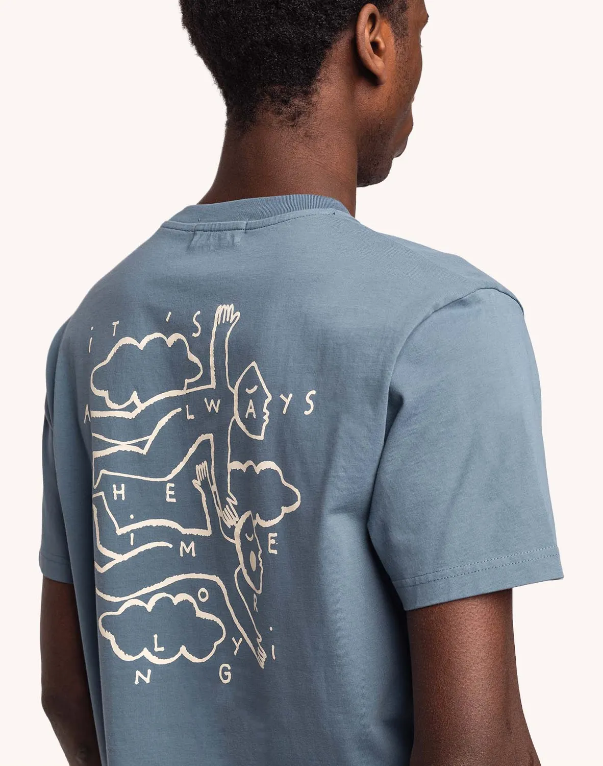 OLOW Flying t-shirt homme bleu acier coton bio