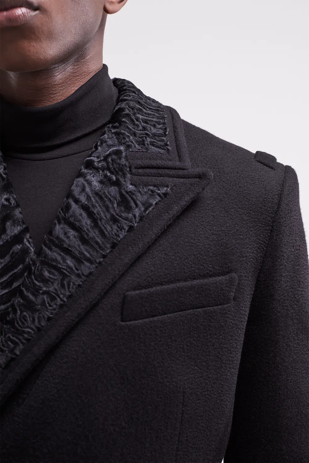French Deal Amiral Namibia manteau cachemire fourrure