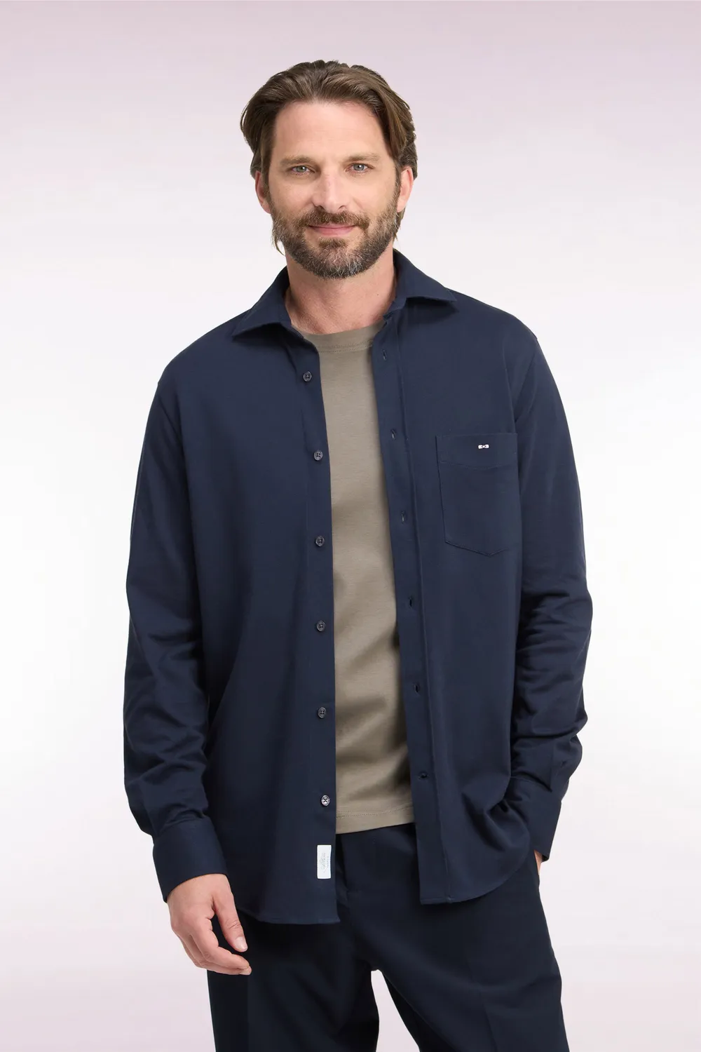 Eden Park Cruise Chemise coton marine coupe droite