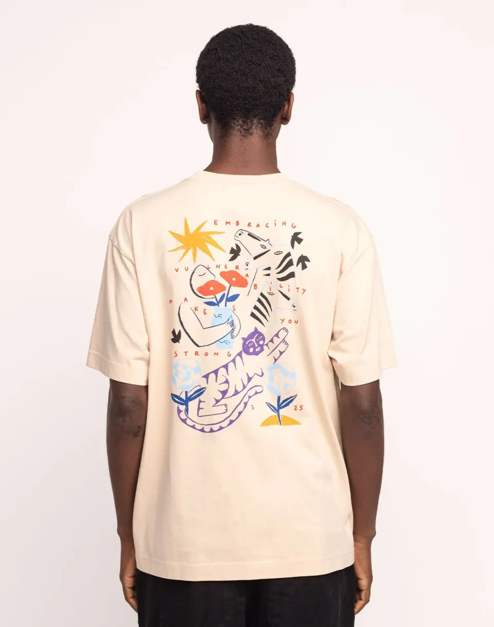 OLOW Strong t-shirt crème coton bio brodé