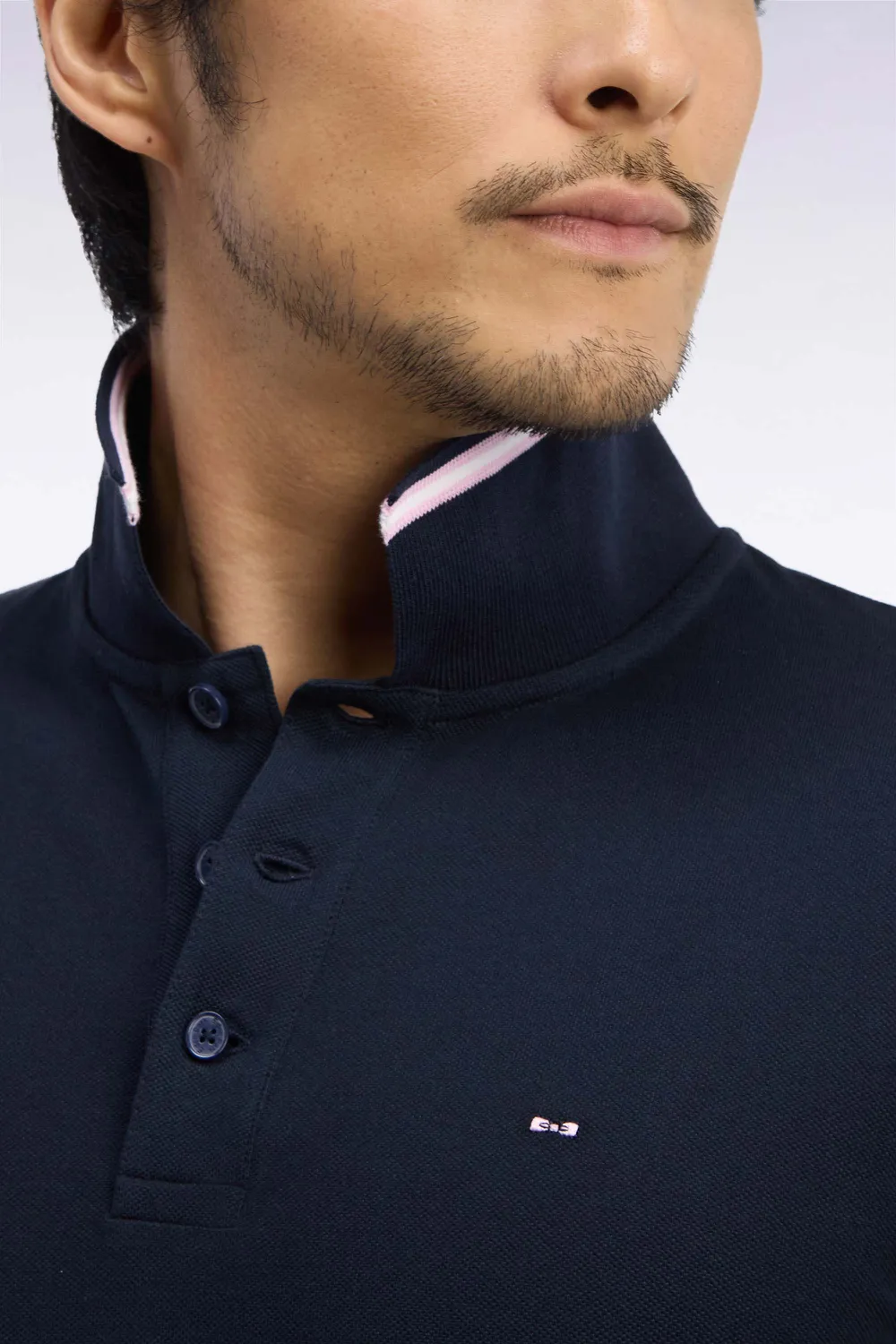 Eden Park polo manches courtes piqué coton marine coupe droite