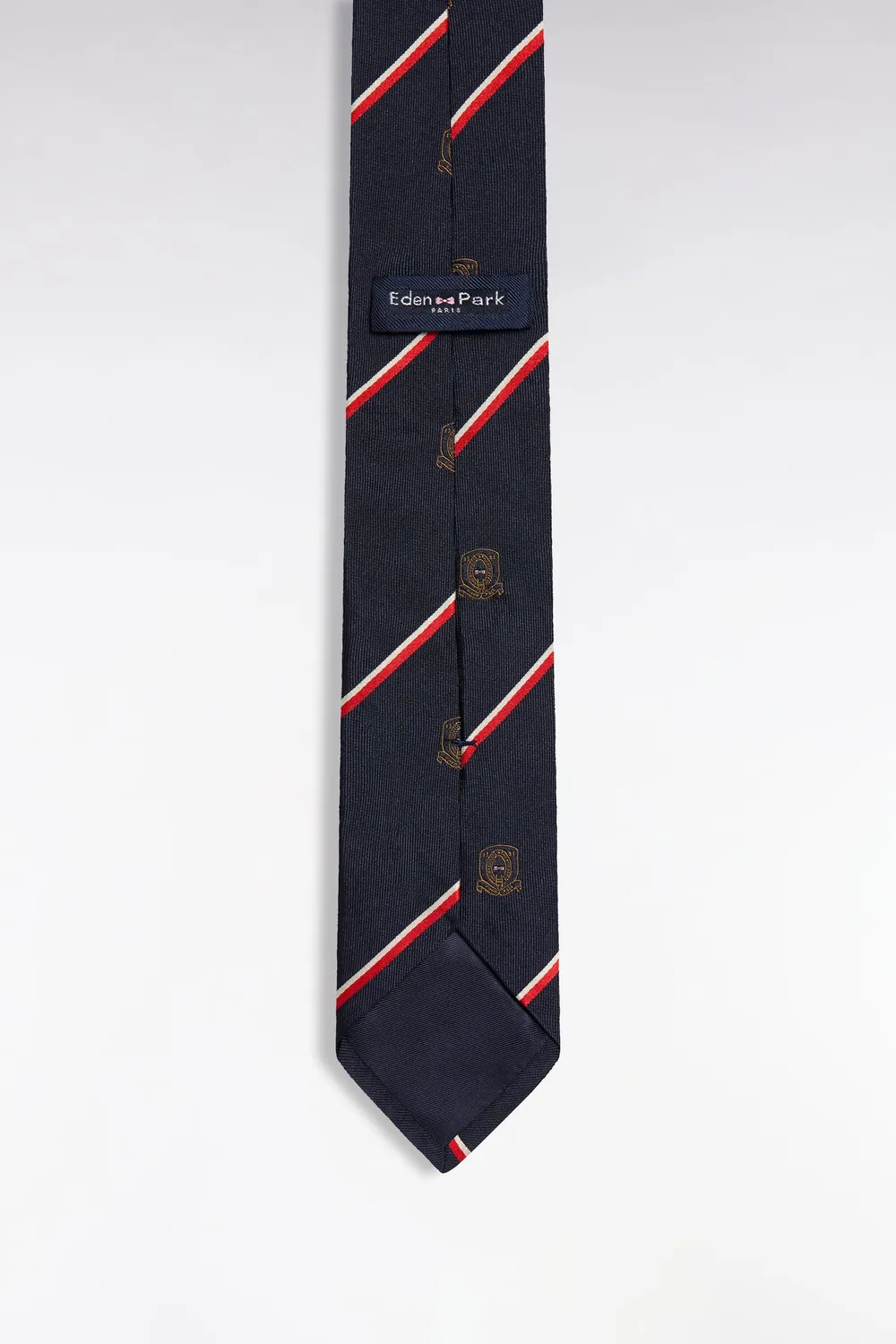 Eden Park College cravate soie marine rouge 7 cm