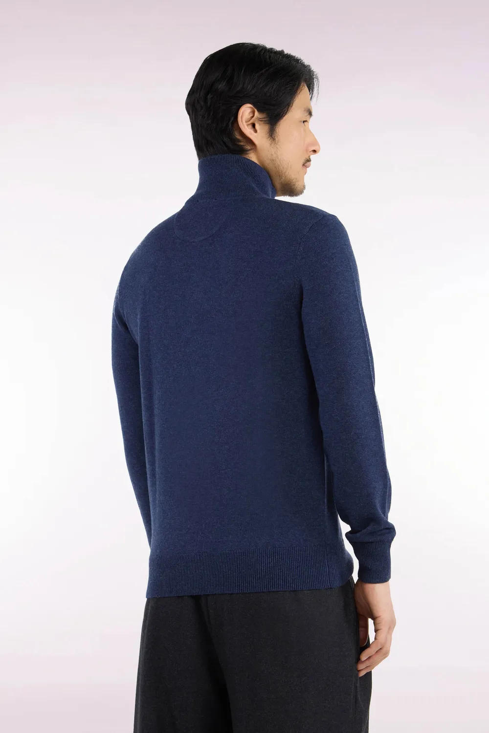 Eden Park pull col camionneur bleu laine coton coupe droite