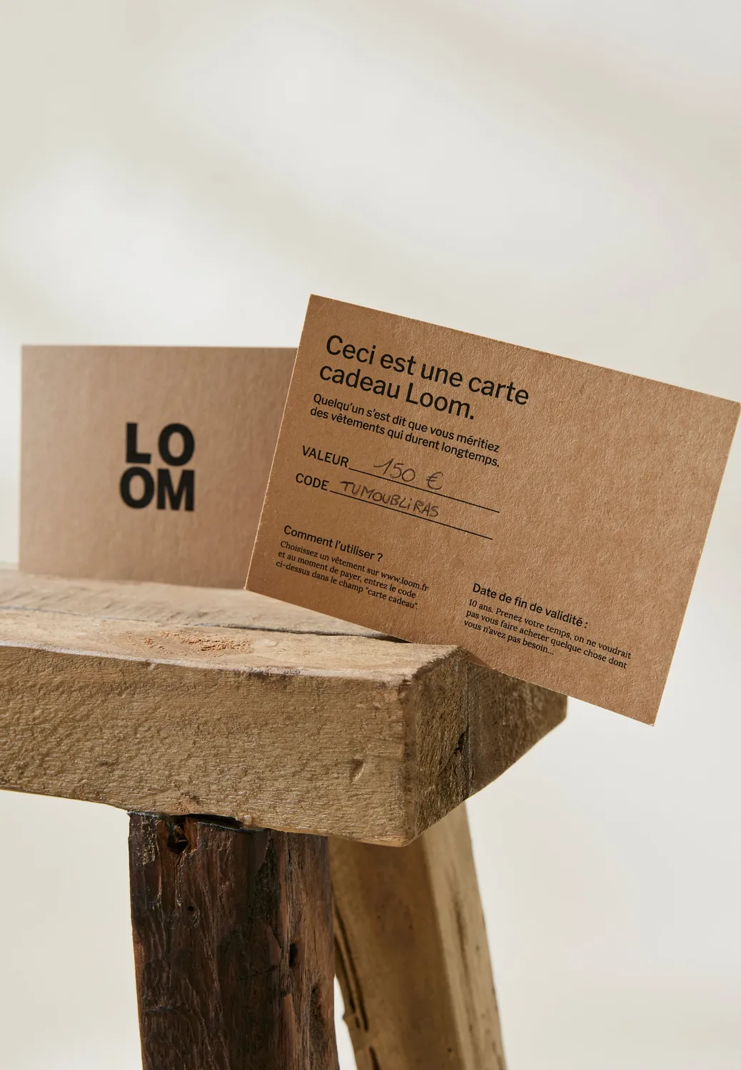 Loom carte cadeau physique kraft 50€ 10 ans