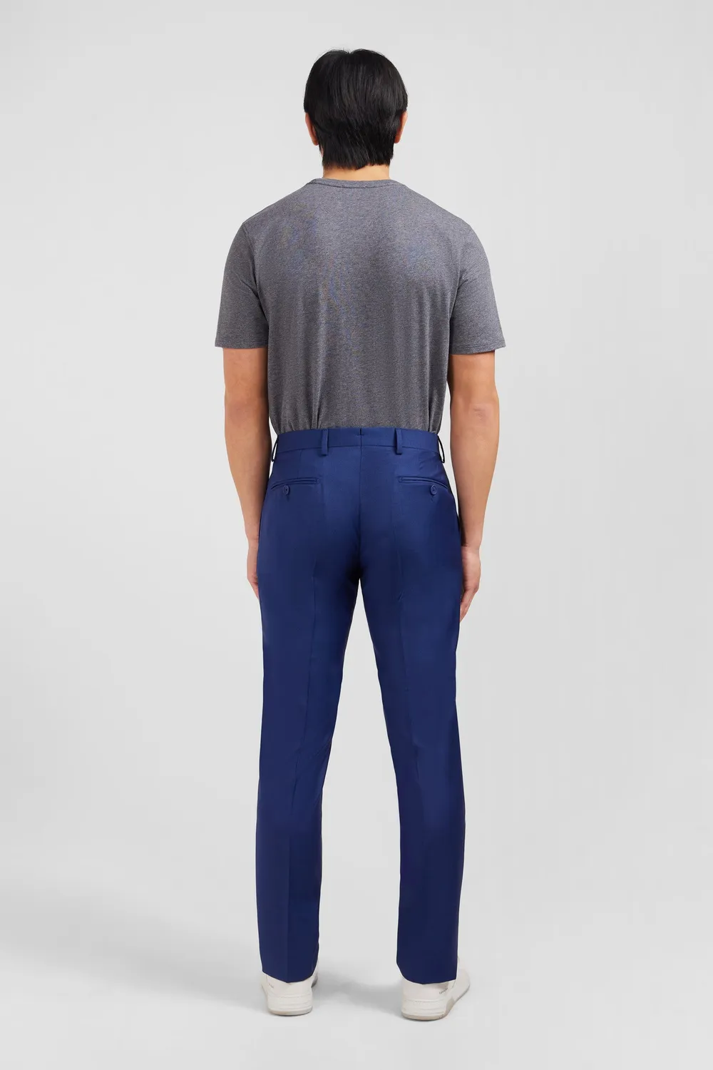 Eden Park pantalon slim bleu laine plis cassés