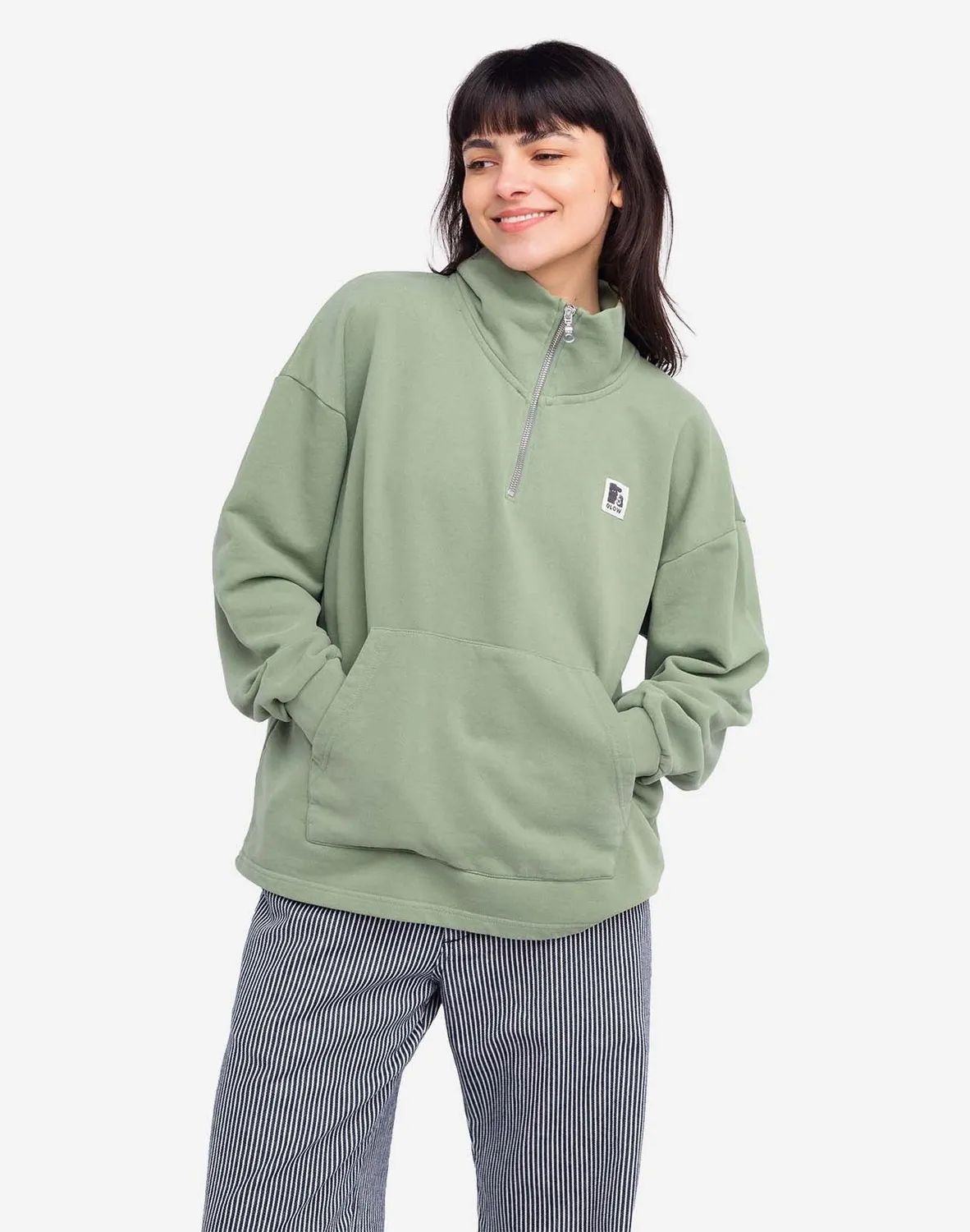 OLOW Bernex sweat vert sauge coton bio