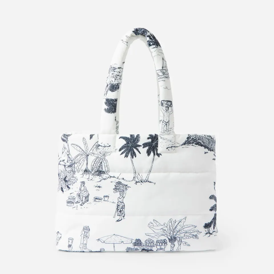 Labrum Freetown tote bag matelassé blanc imprimé