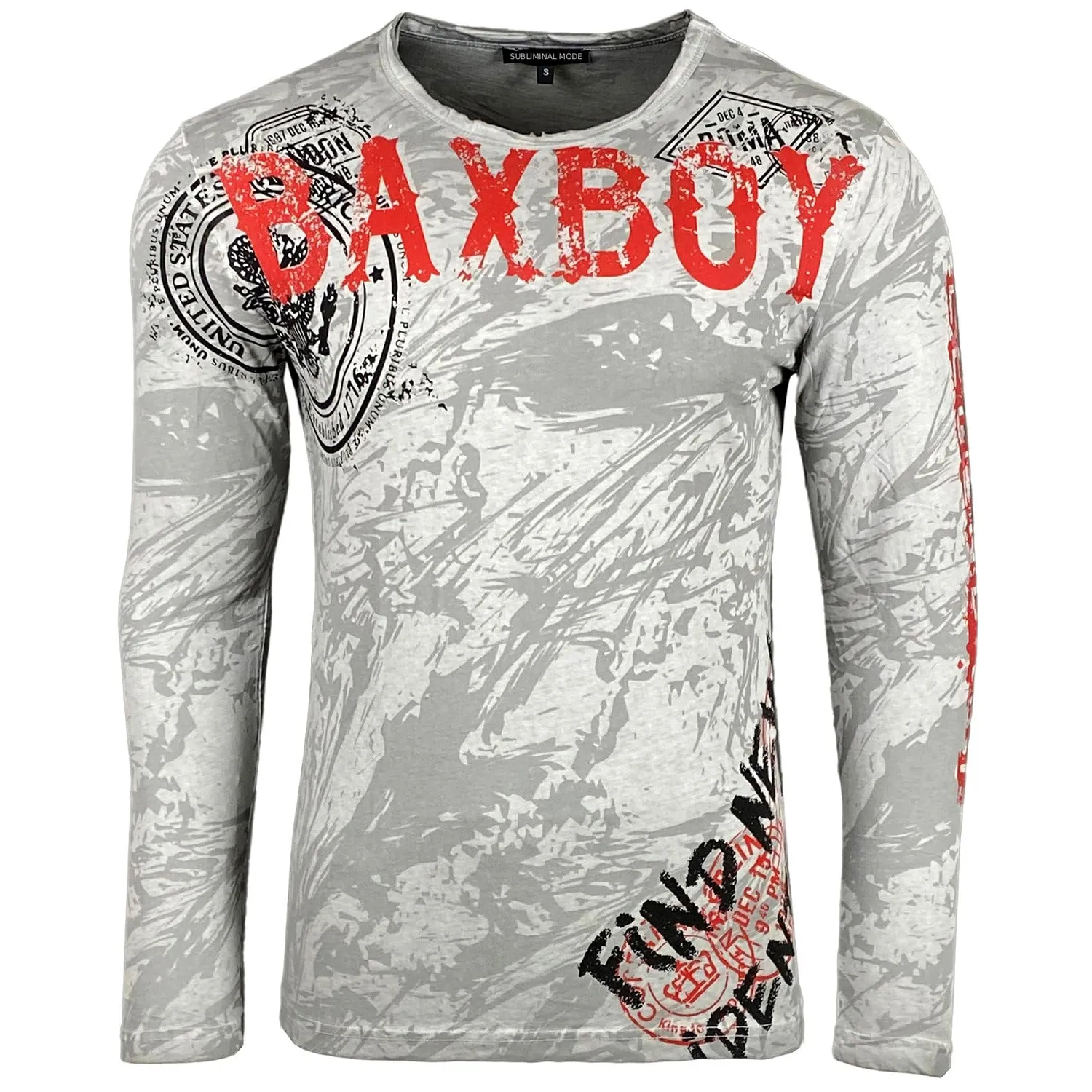 Subliminal Mode BX701 t-shirt homme gris foncé manches longues