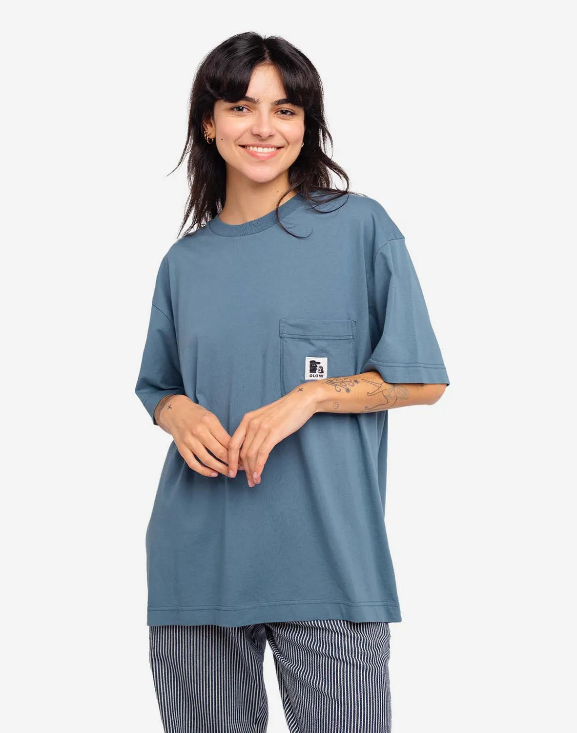 Olow Japo t-shirt bleu acier ample coton bio