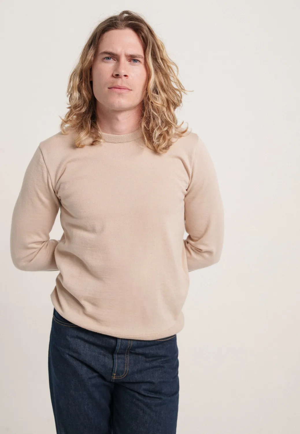 Loom Le pull fin pull laine coton beige mérinos
