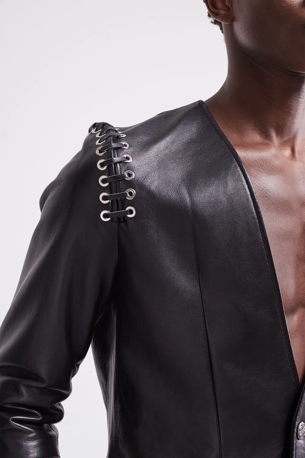 French Deal Edifice veste cuir agneau doublure soie