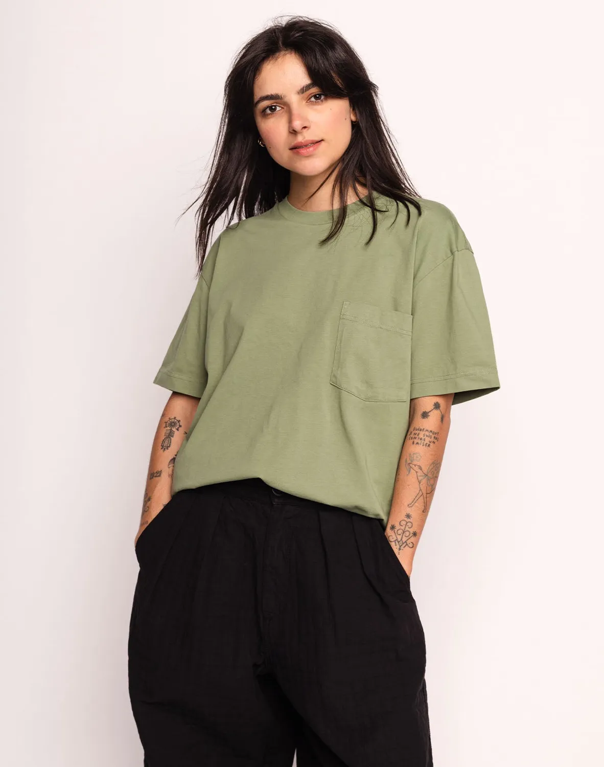 OLOW Cruising t-shirt ample vert sauge coton bio