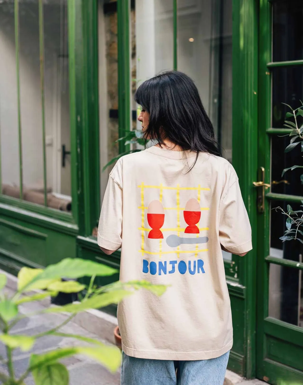 OLOW Bonjour t-shirt ample crème coton bio