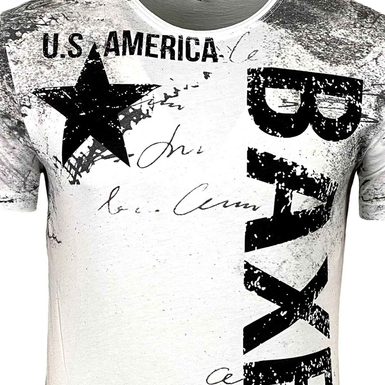 Subliminal Mode BX08 t-shirt homme coton bleu imprimé U.S.