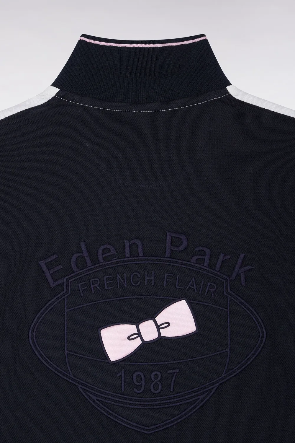 Eden Park polo piqué coton blanc marine dos brodé