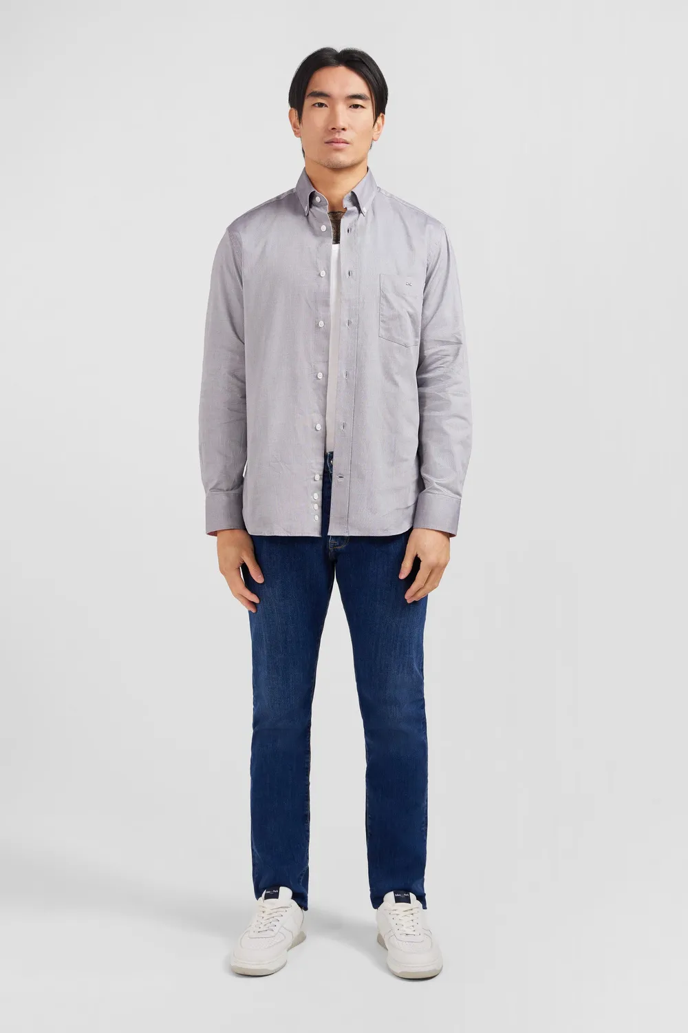 Eden Park chemise coton Oxford gris clair regular
