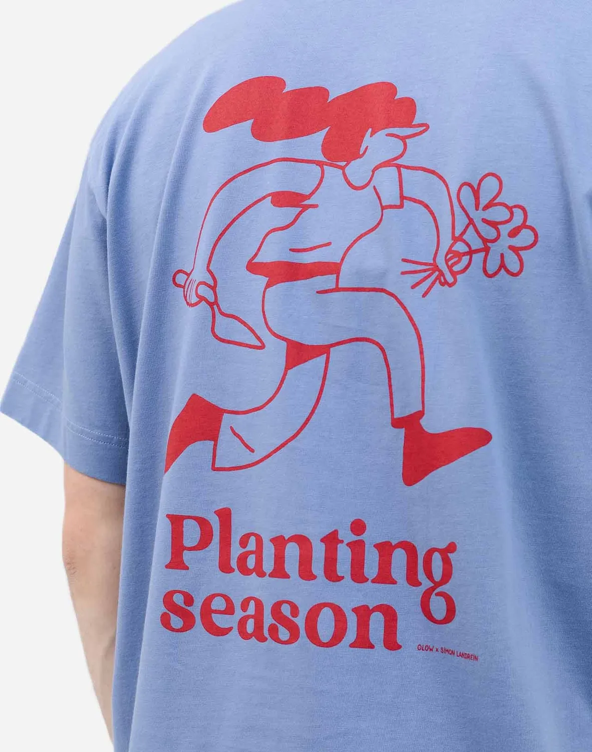 OLOW Planting t-shirt bleu azur coton bio ample