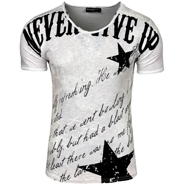 Subliminal Mode BX300 t-shirt col V blanc S délavé