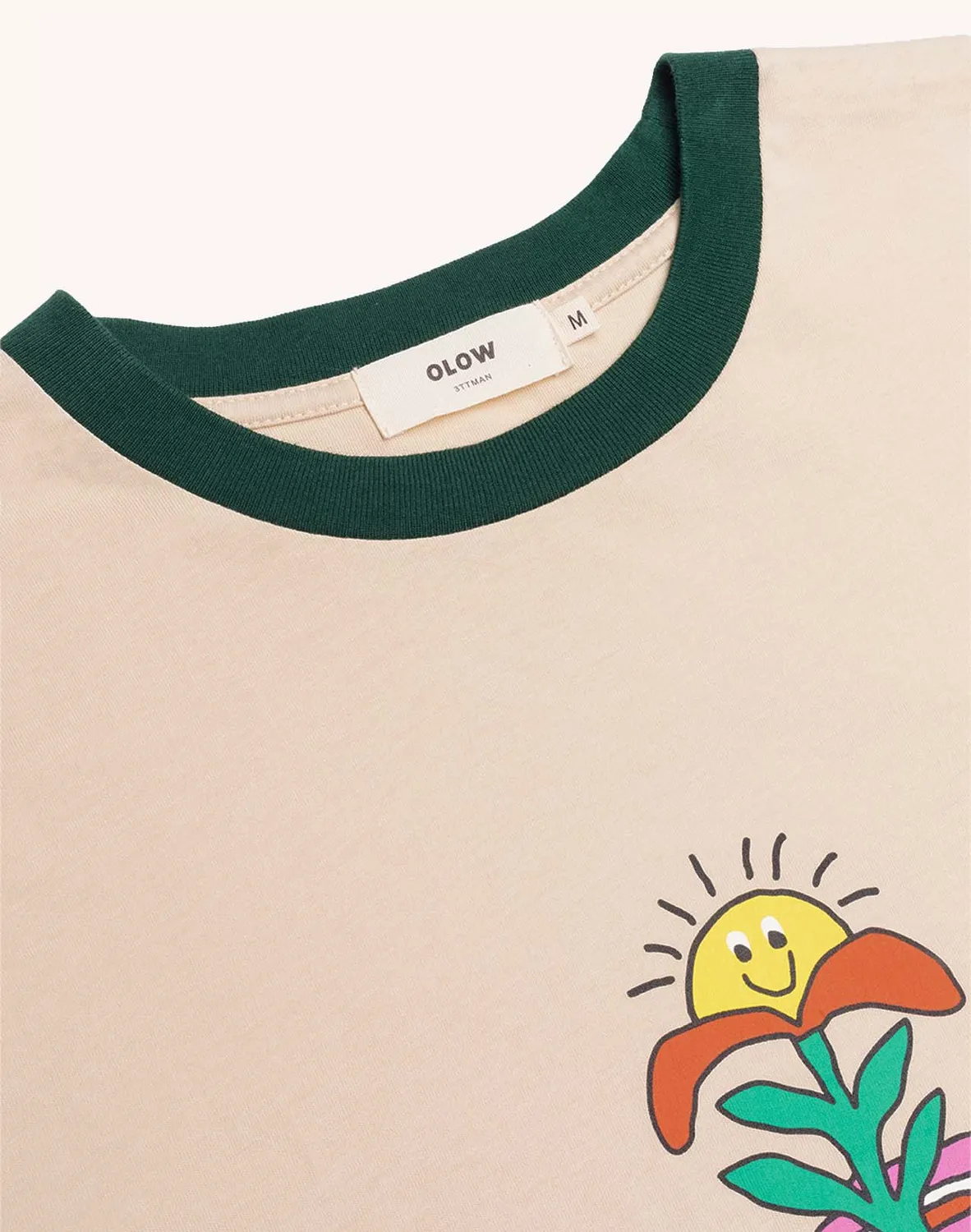 OLOW Blossom Yourself t-shirt crème ample vert