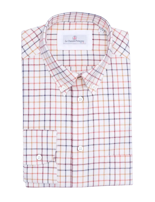 La Chemise Française Flanelle Légère chemise carreaux ivoire