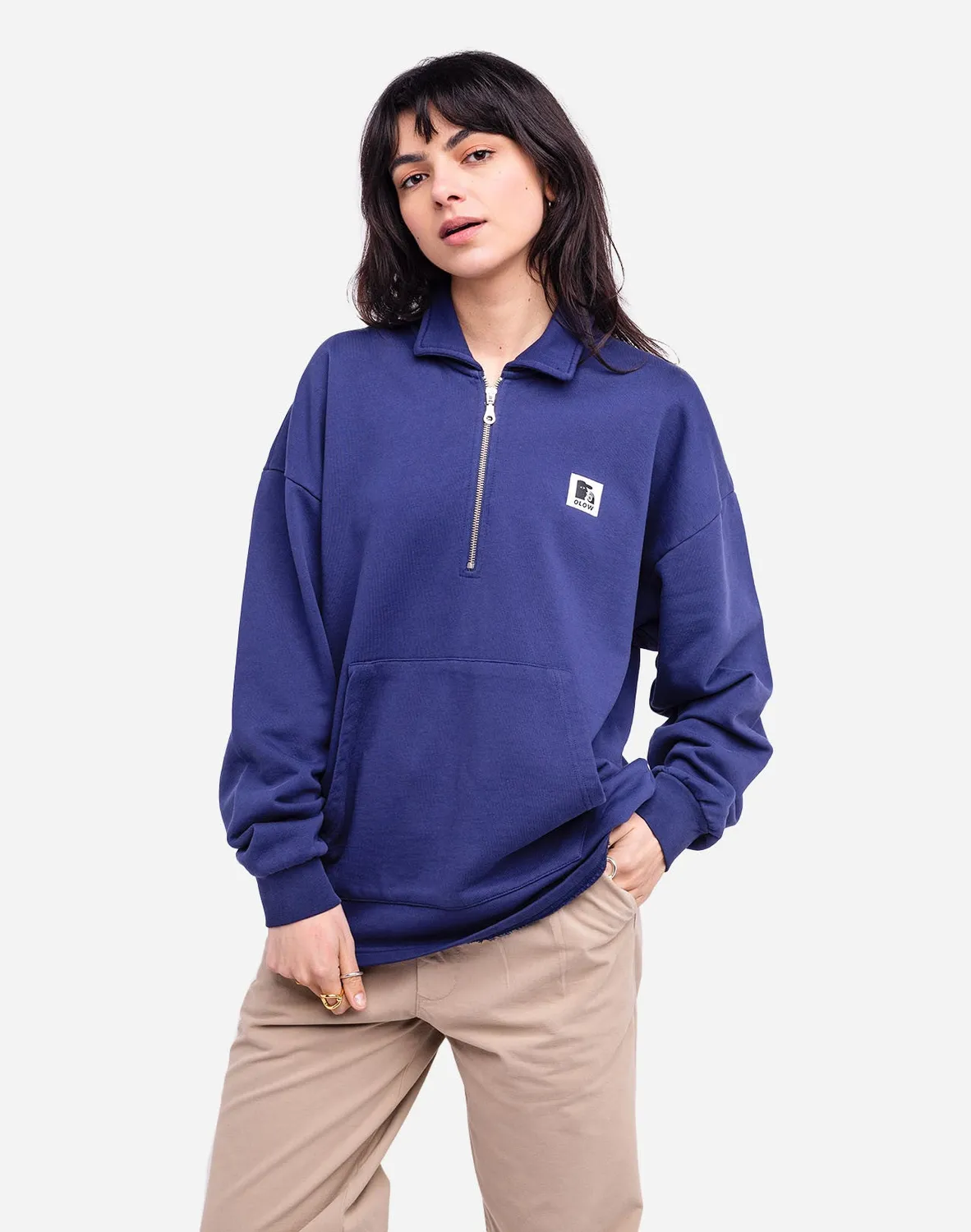 OLOW Manso sweat zippé bleu outremer bio
