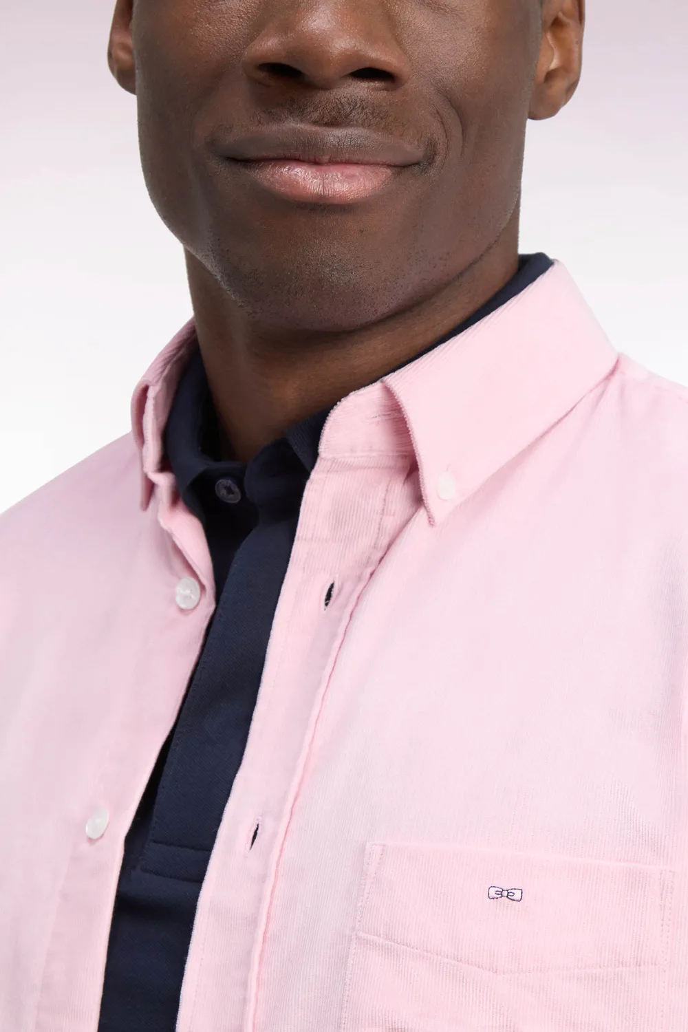Eden Park Legend chemise homme rose coton côtelé coupe droite