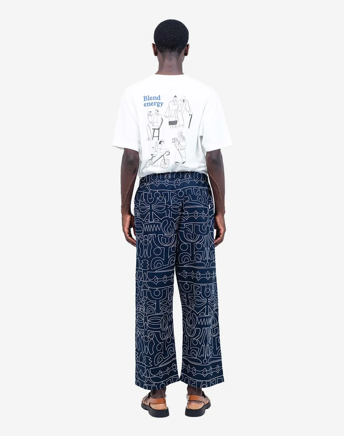 OLOW Bruce Palang pantalon bleu marine large en coton bio