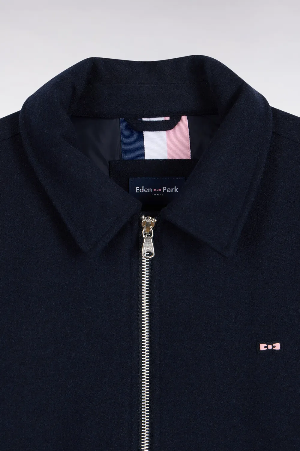 Eden Park blouson flanelle ouatinée marine coupe droite