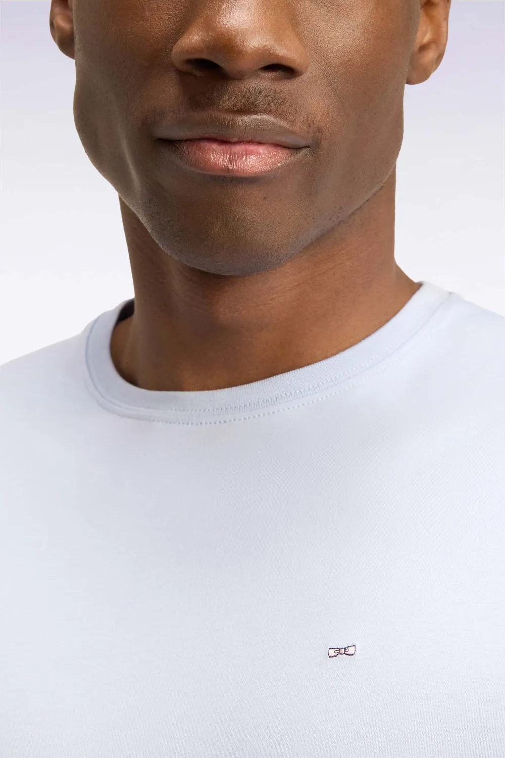 Eden Park t-shirt coton bleu ciel col rond coupe droite