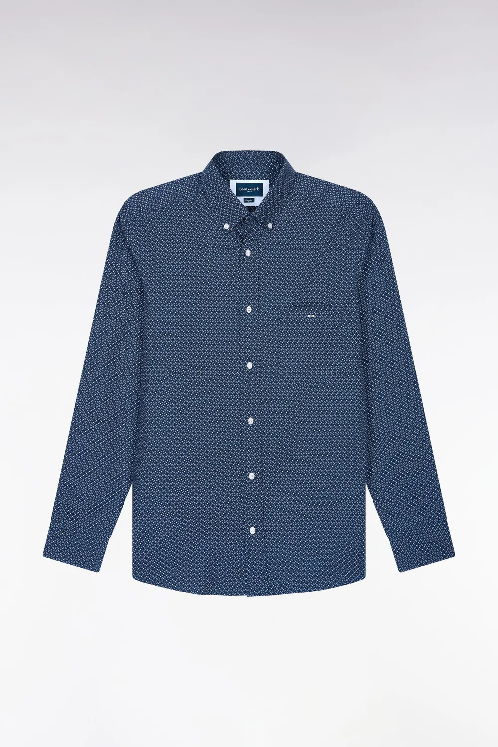 Eden Park chemise popeline coton marine micromotifs papillon
