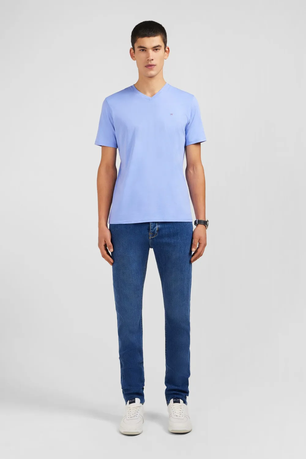 Eden Park T-shirt col V coton Pima bleu