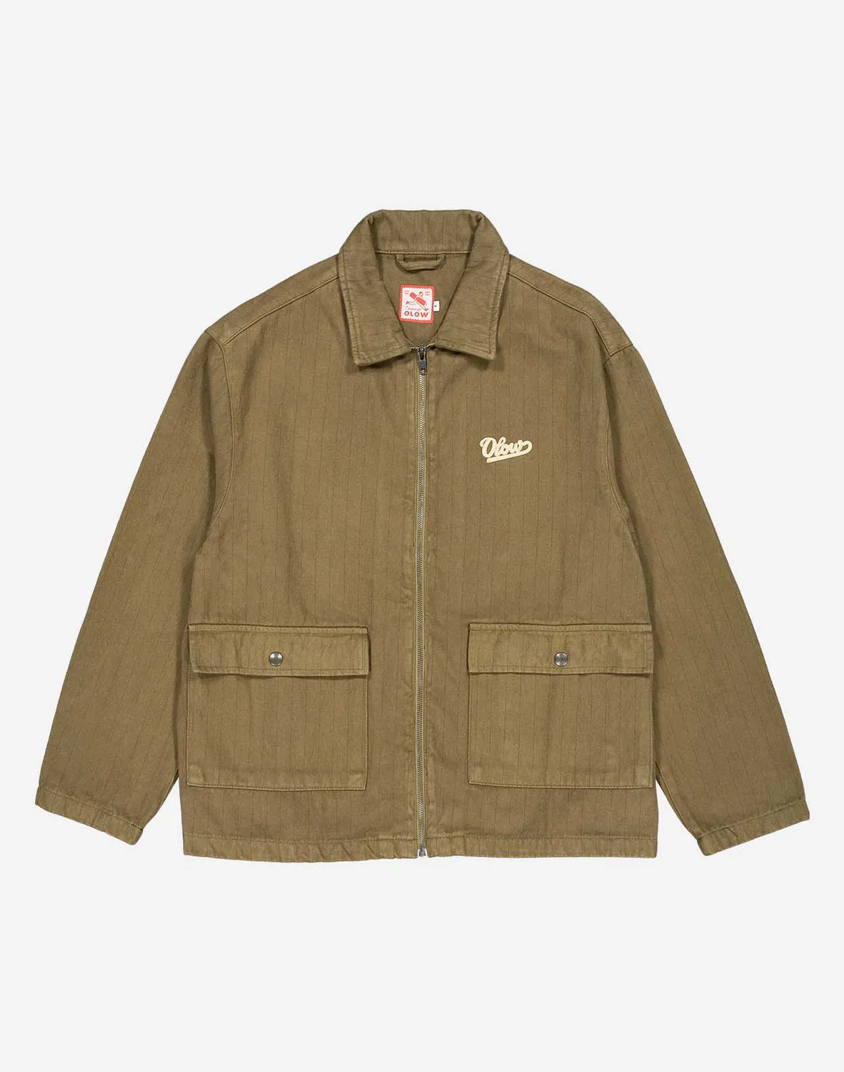Olow Barry Signature veste kaki rayée coton