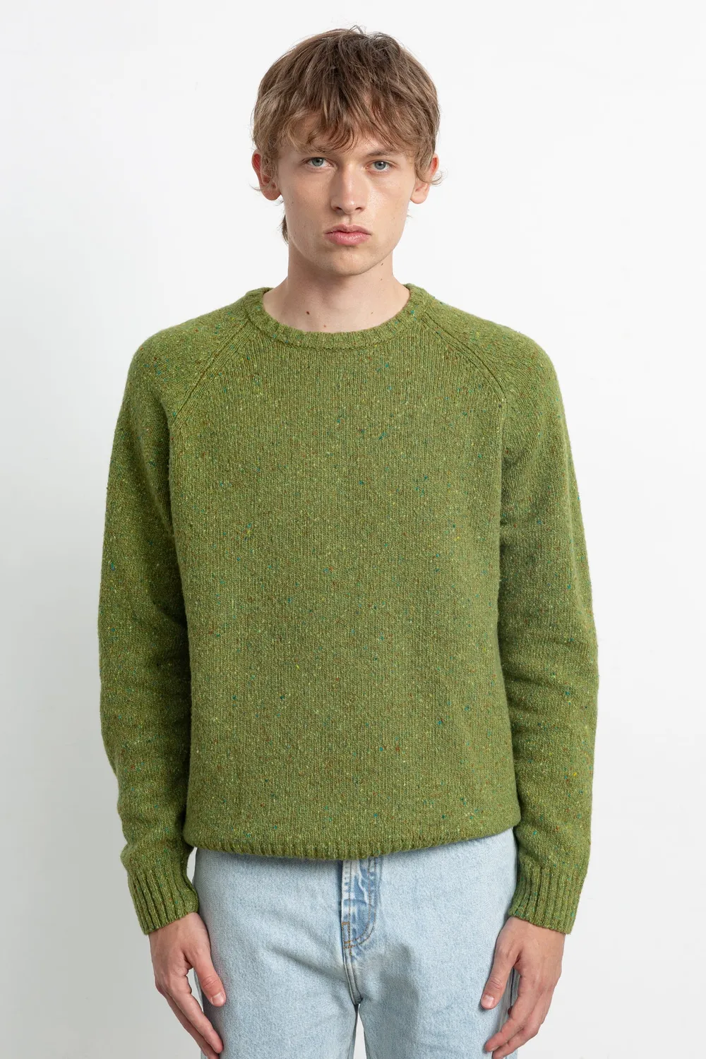 Edmmond Studios Paris pull kaki tweed col caissé