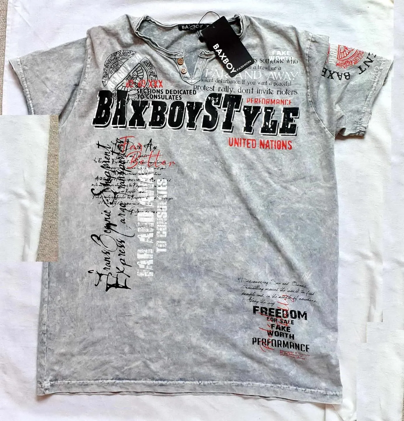 Subliminal Mode BX148 t-shirt col V boutonné gris clair