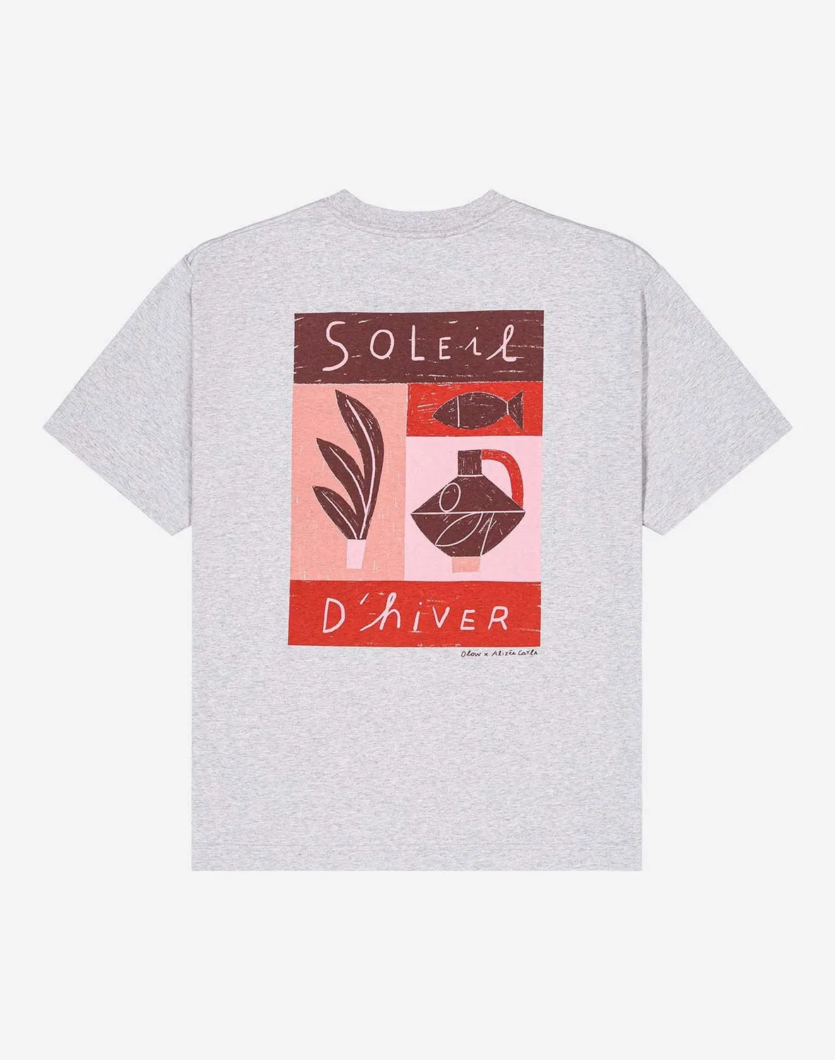 OLOW Soleil d'hiver t-shirt ample gris chiné coton bio