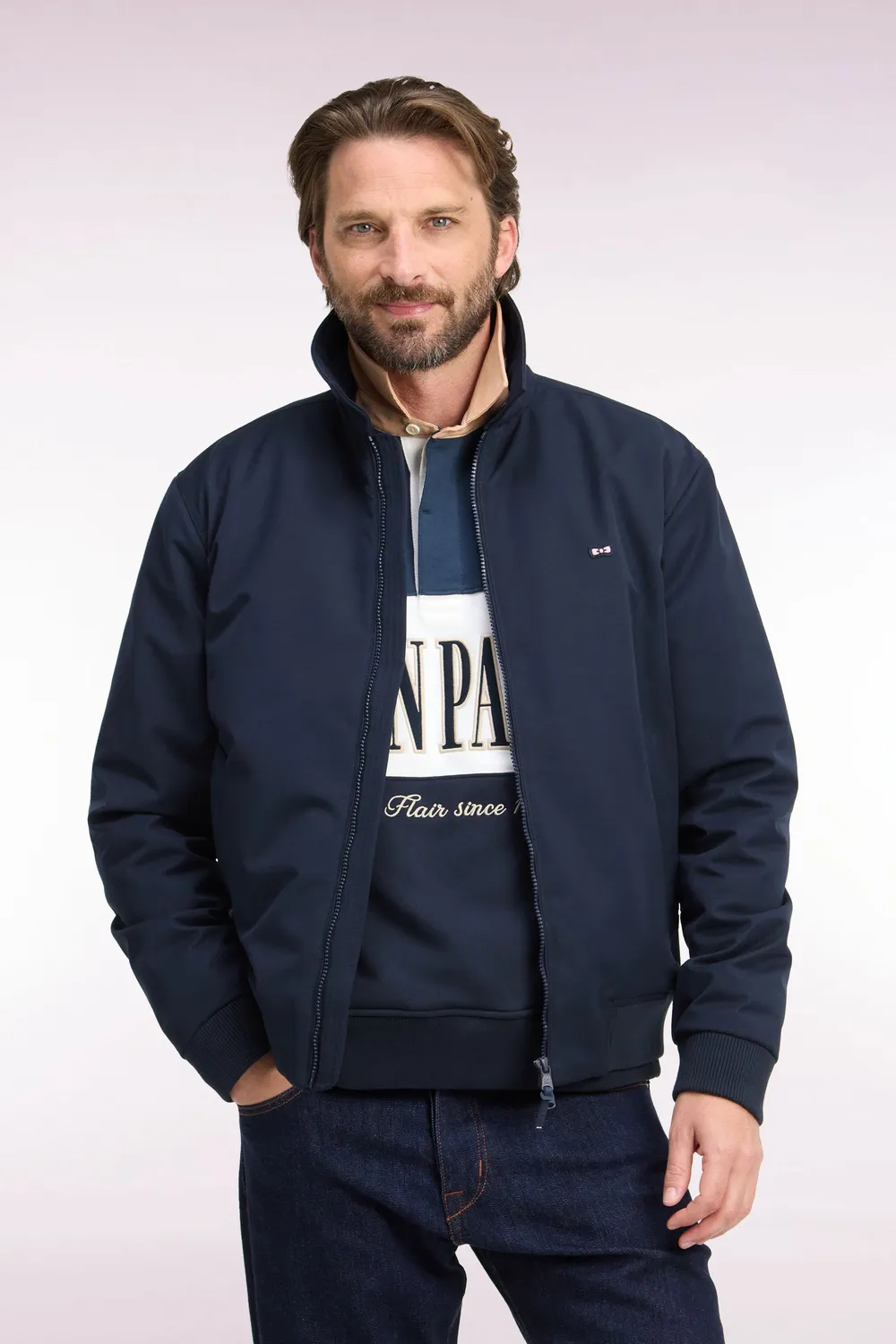Eden Park Legend Rugby blouson nylon marine coupe droite