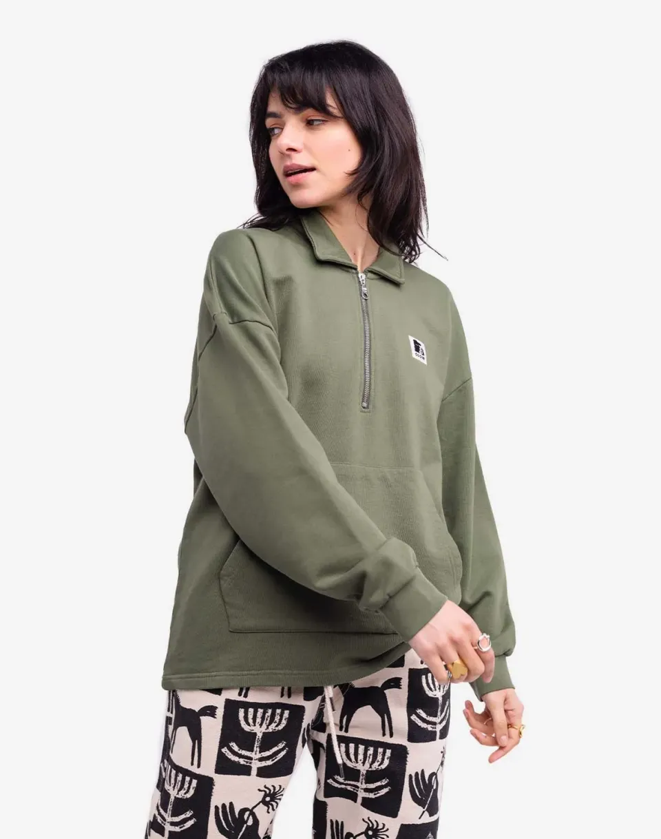 OLOW Manso sweat zippé vert olive coton bio