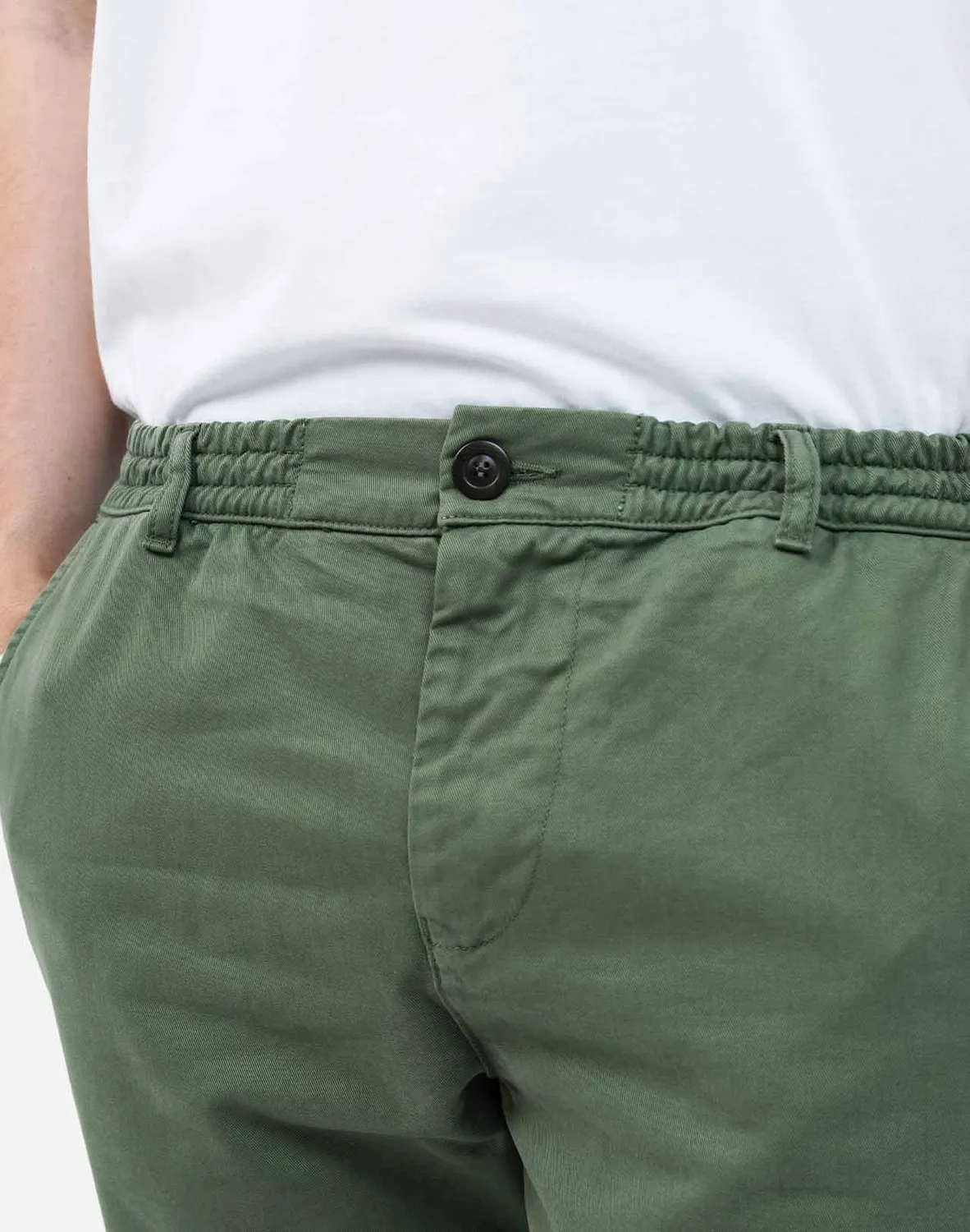 OLOW Chino pantalon homme vert olive serge coton