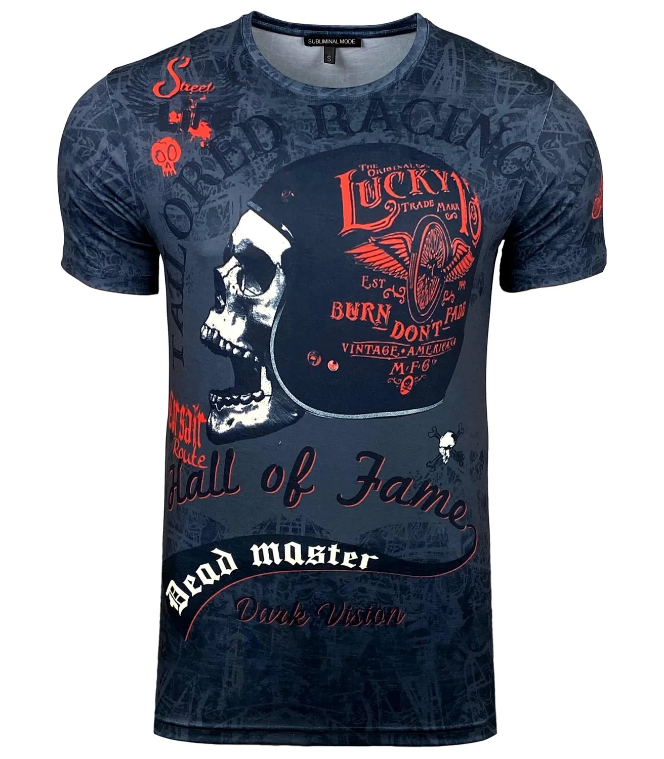 Subliminal Mode BX114 t-shirt tête de mort vert biker