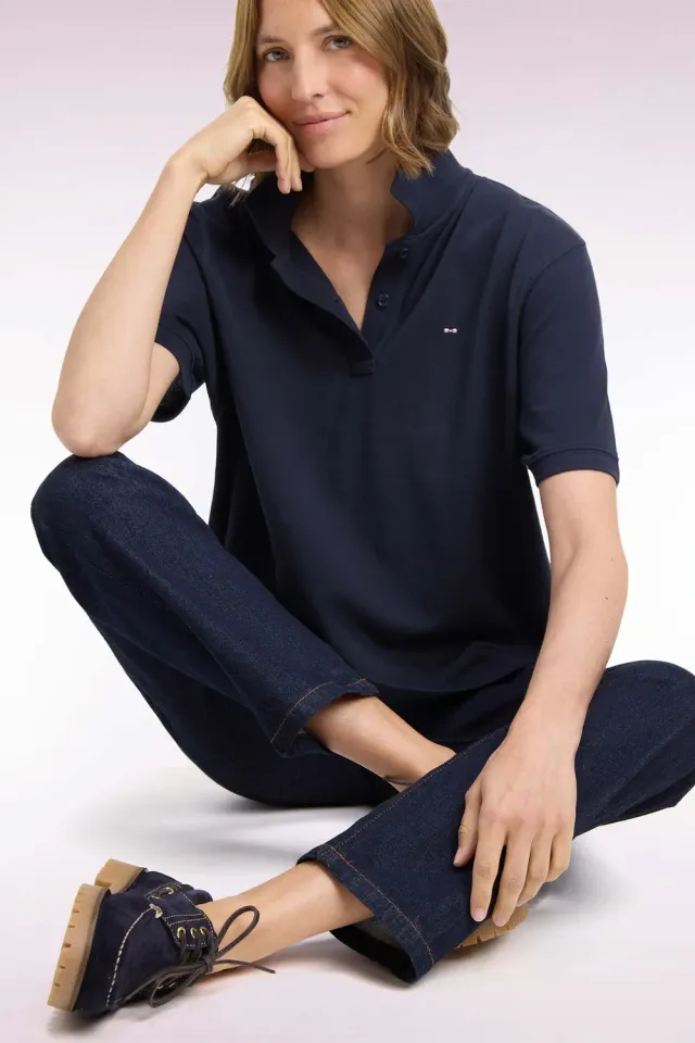 Eden Park H26MAIPC0007 polo marine coton oversized femme