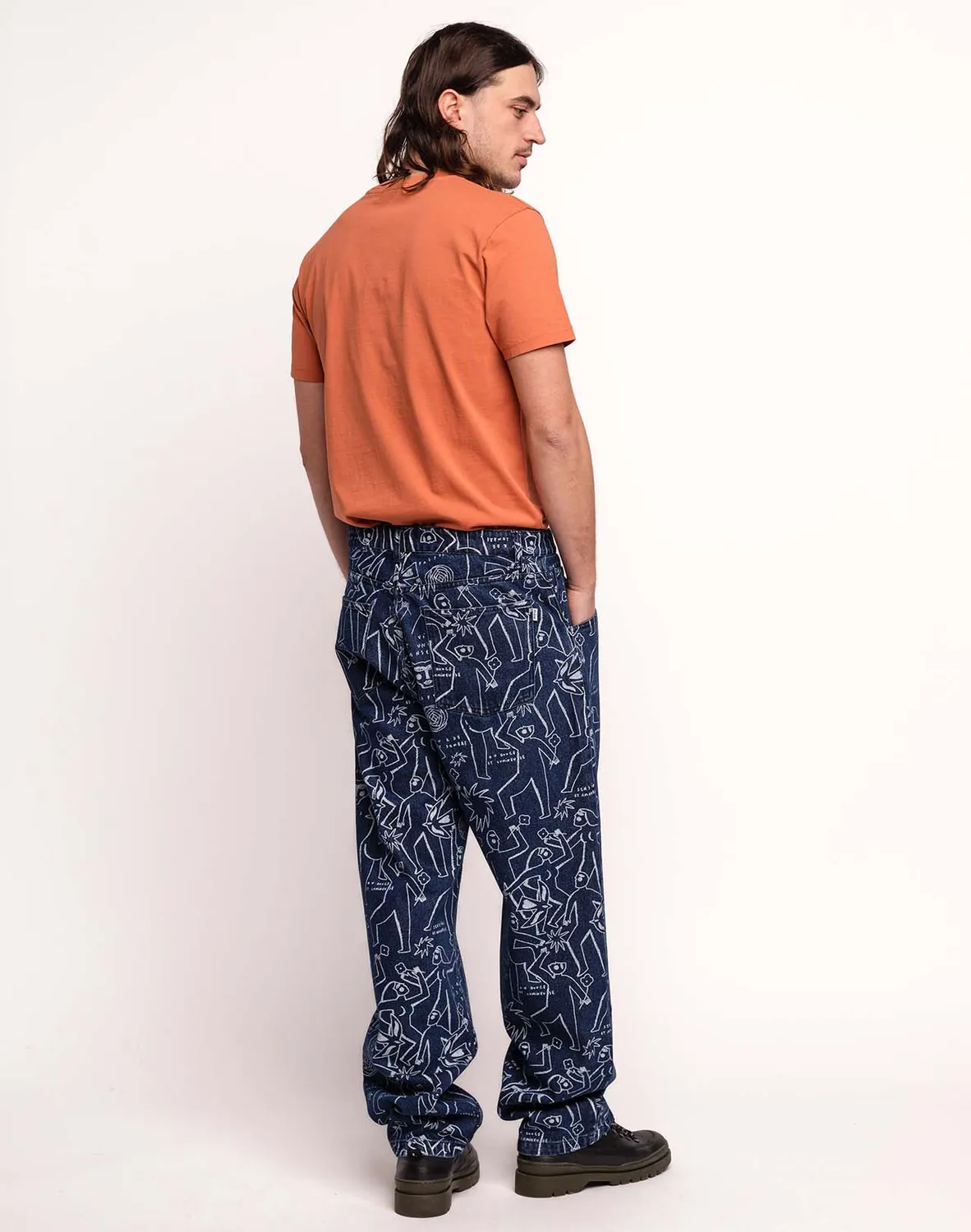 Olow Costa Life Dance pantalon denim bleu coupe ample