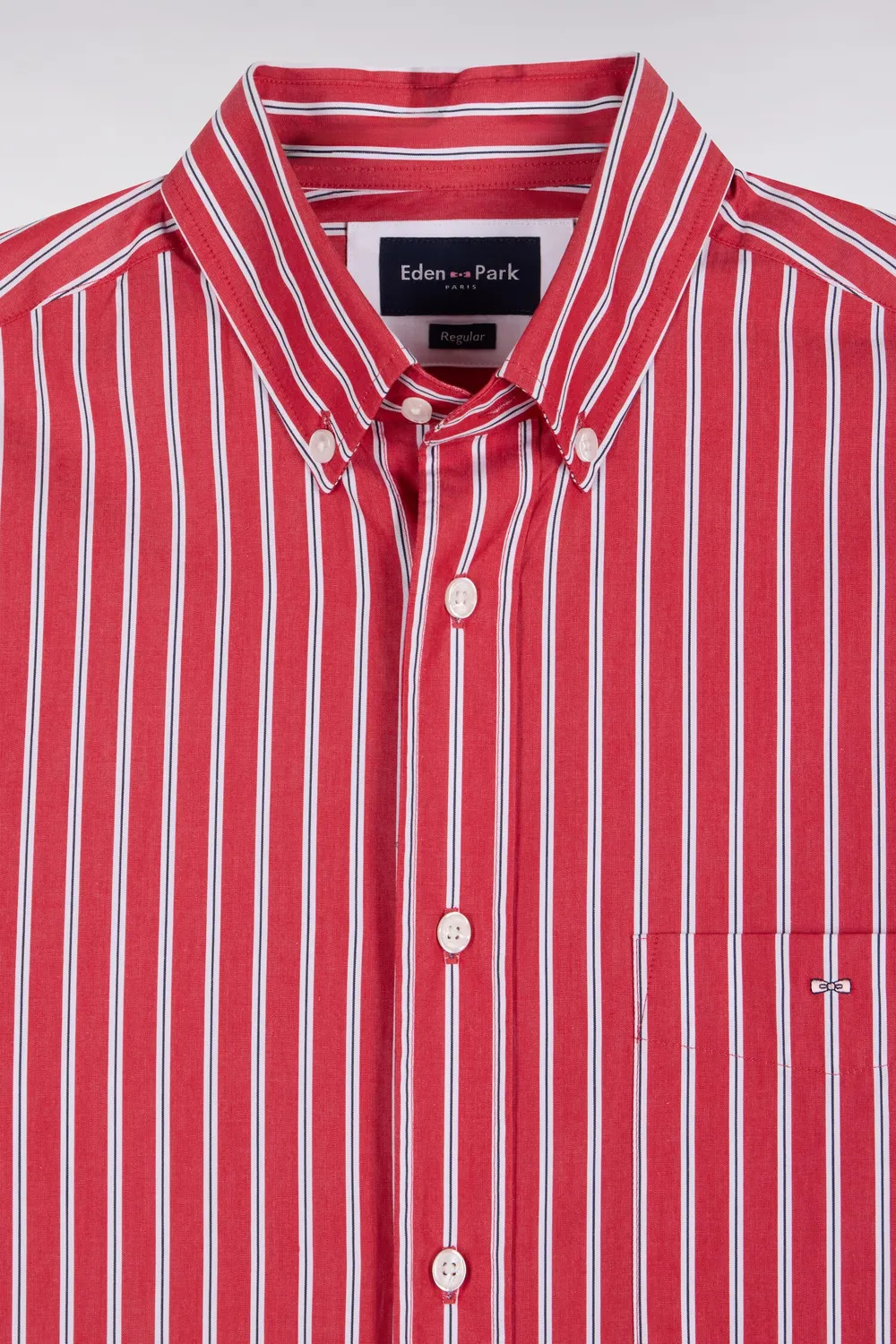 Eden Park H26CHECL0019 chemise rouge coton rayures droite