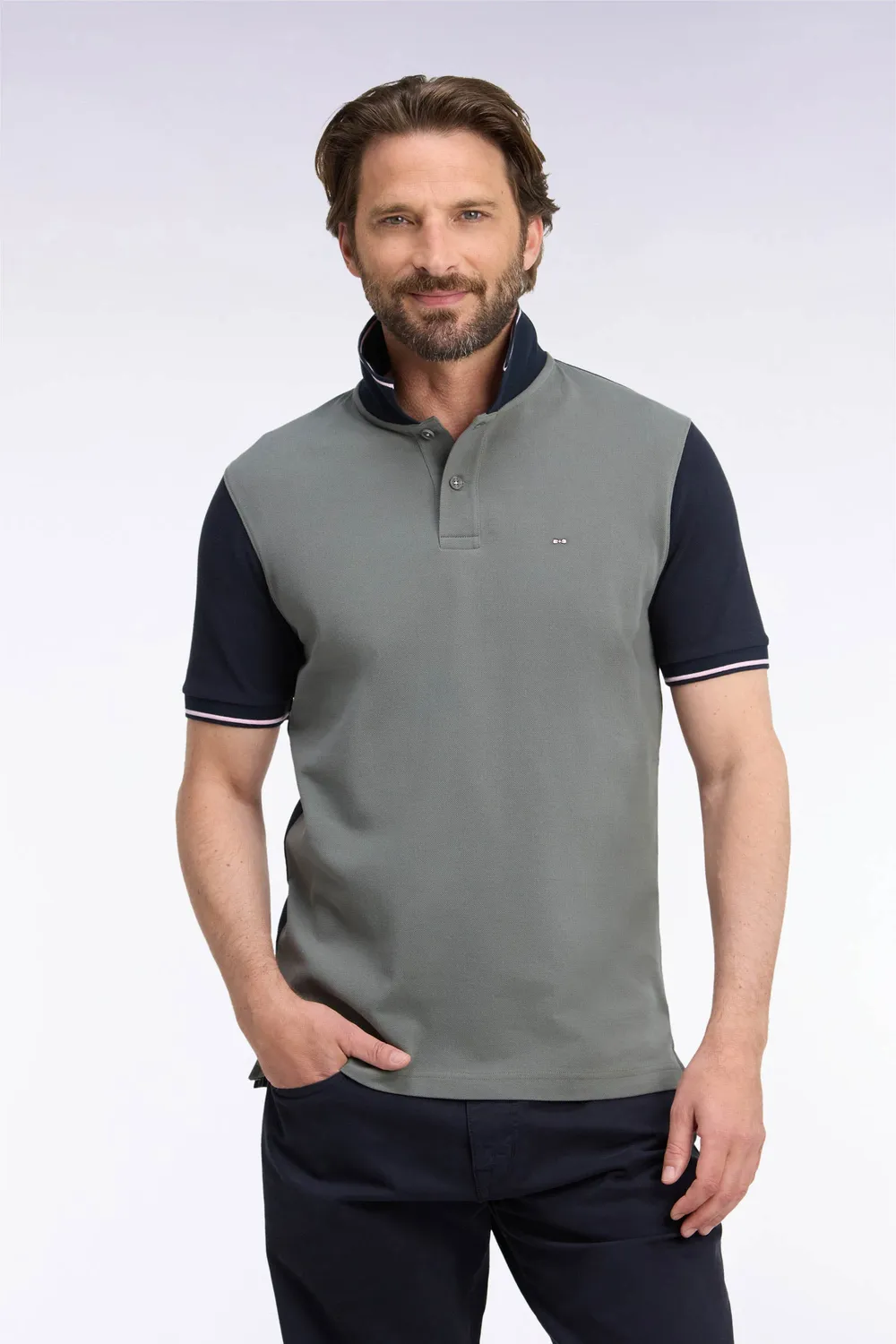 Eden Park polo piqué coton vert marine brodé