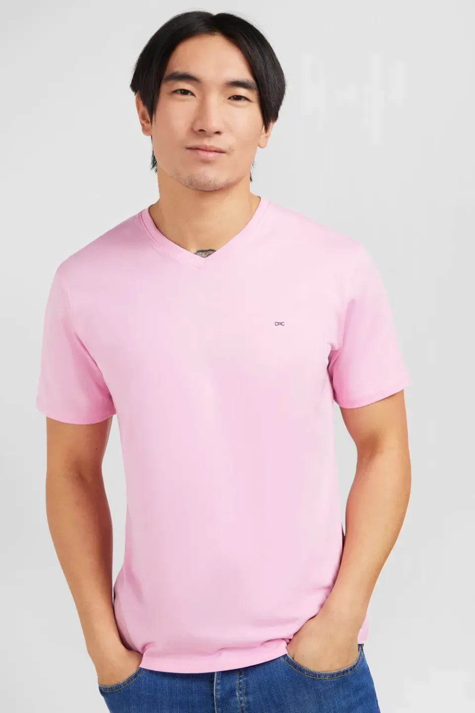 Eden Park t-shirt col V coton rose homme