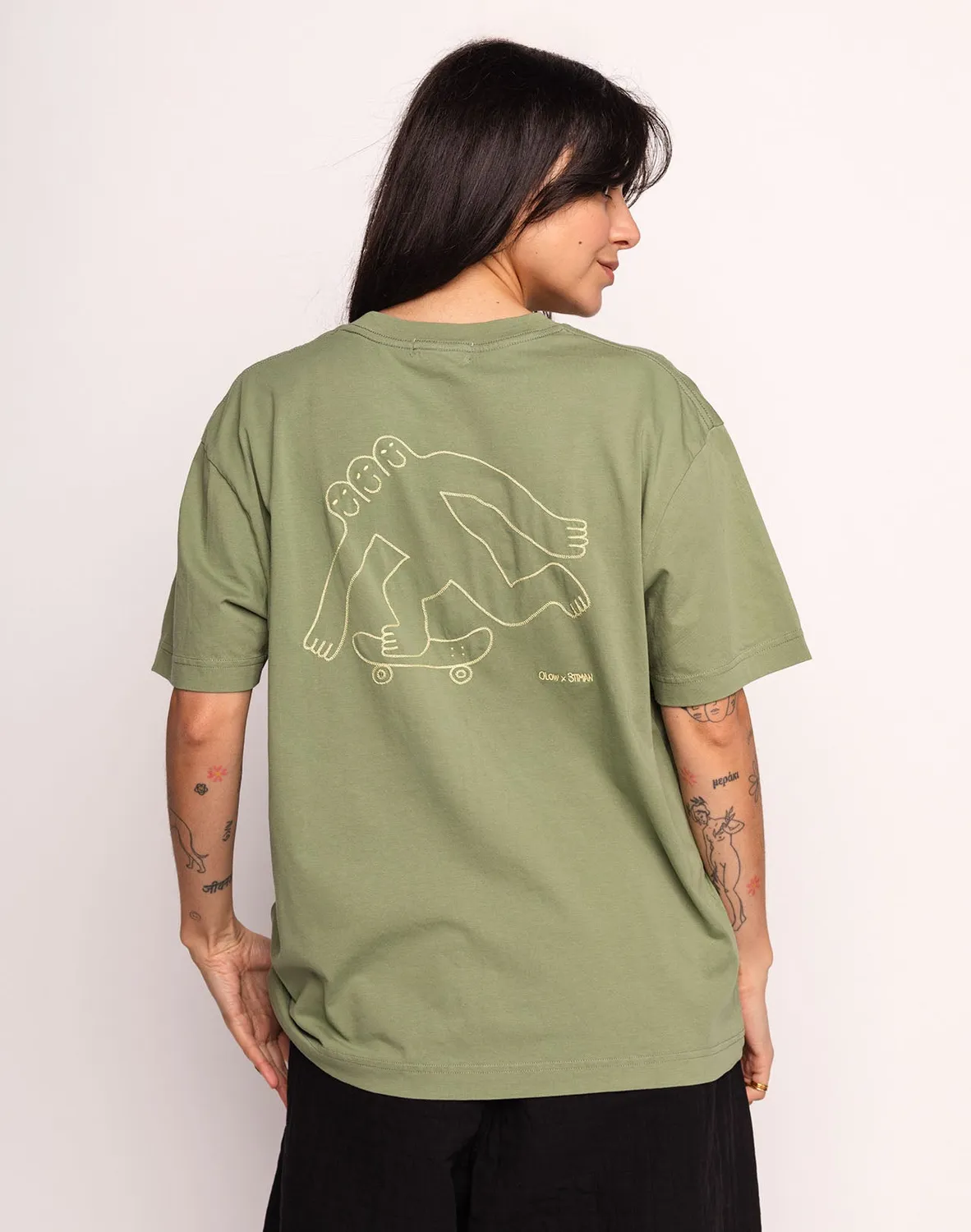 OLOW Cruising t-shirt ample vert sauge coton bio