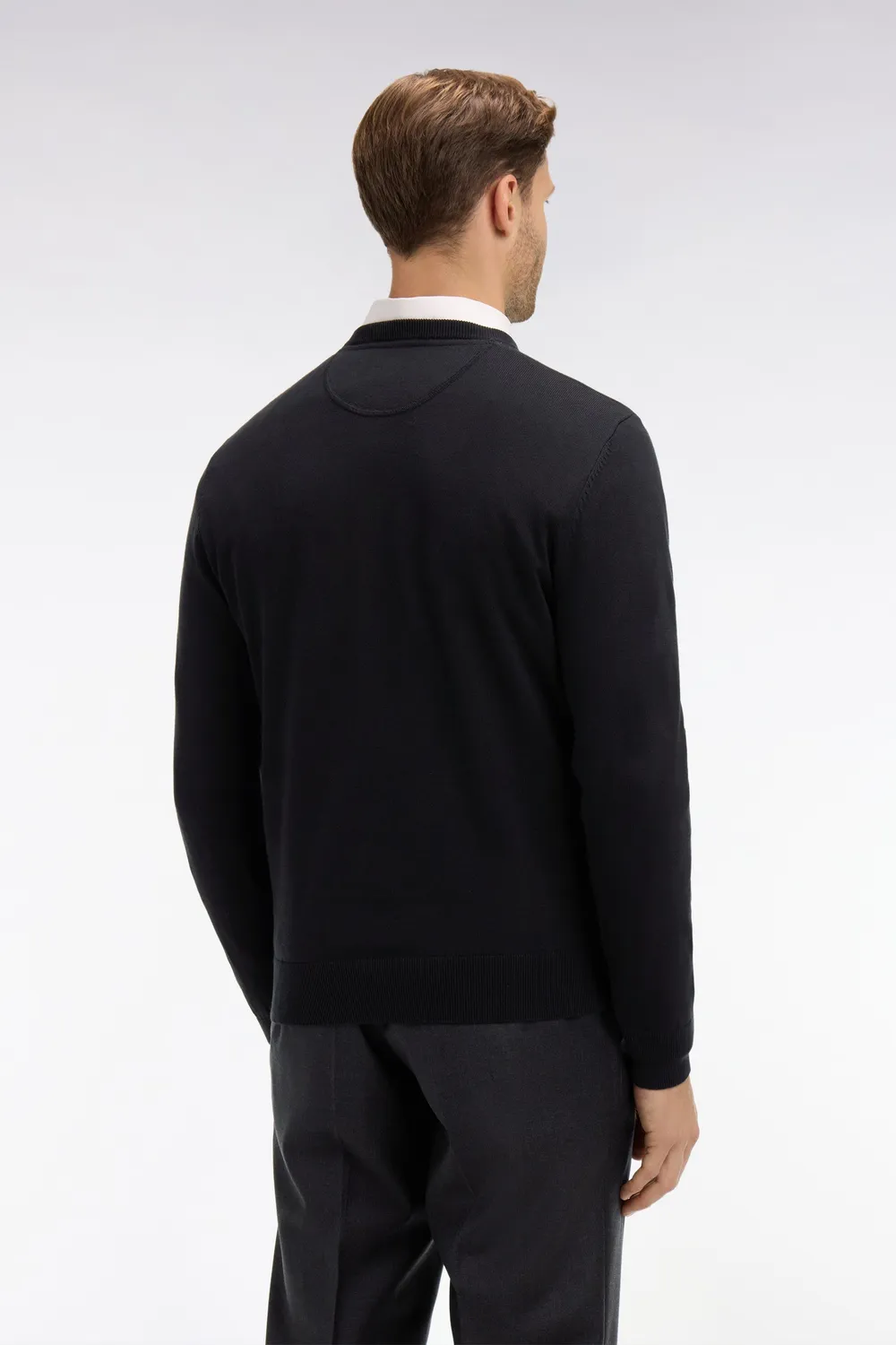Eden Park pull homme noir col V coton regular fit