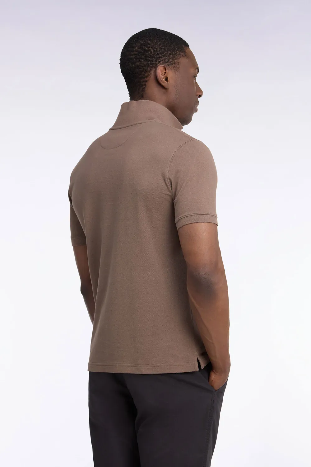 Eden Park polo coton Pima manches courtes marron
